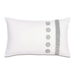 White & Grey Lumbar Pillow 13x22 WITH Cloud Faux Down Insert- Zipper Closure - Products