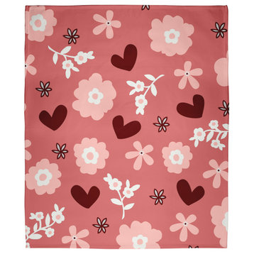 60x80" Flowery Love Valentine's Throw Blanket, Pink