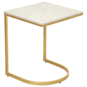 Lorelie Accent Table, White/Gold