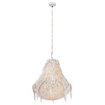 Elk Home - Phoebe Grove 18" Wide 1-Light Pendant, White - Requires  1 Light  Medium  Base Bulb Not Included. 72 inches of  cord 36 inches of chain . Hardwired only.  White Finish, White Wood / Bamboo Shade.