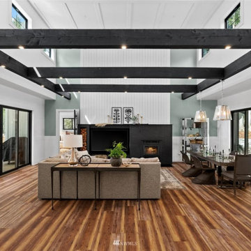 Open Concept Great Room with Statement Beams