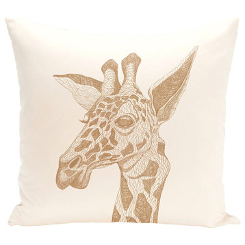 La Jirafa Animal Print Pillow, Almond Butter, 26"x26"