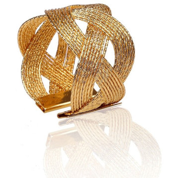 Classic Touch  Gold Napkin Rings Woven Design, set of 6