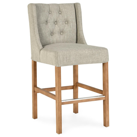 Home Karla Tufted 24" Counterstool by Kosas Home, French Beige