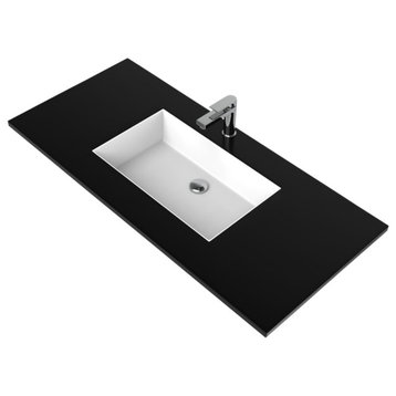Serenity Solid Surface Bathroom Vanity Top with Sink, Black, 48", Standard