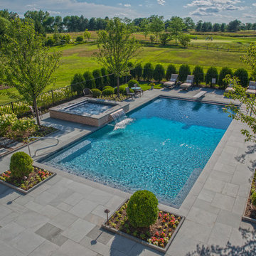 Lake Forest, IL Swimming Pool With Full Steps and Raised Spa With Sheer Descent