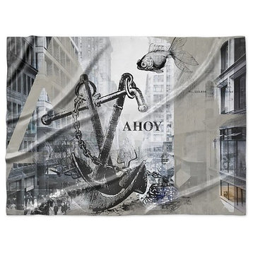 "Urban Collage, Ahoy" Sherpa Blanket 80"x60"
