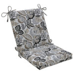 Pillow Perfect - Dailey Pewter Black Squared Corners Chair Cushion - Pillow Perfect Dailey Pewter Black Squared Corners Chair Cushion