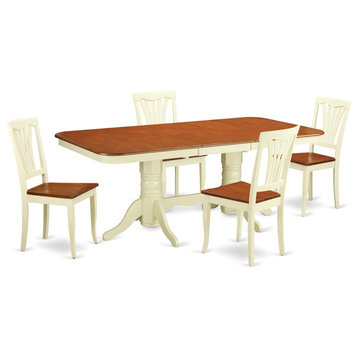 5-Piece Dining Room Set for Table With Leaf and 4 Chairs Without Cushion