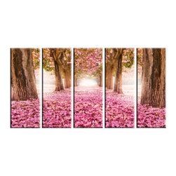 Vibrant Canvas Prints - 5 PiecePink Flowers in Forest Photo on Canvas Wall Art Picture Print Home D�cor - Prints And Posters