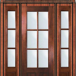 Pre-hung French Side lights-Transom Door 96 Mahogany 3/4 Lite 6 Lite - Patio Doors