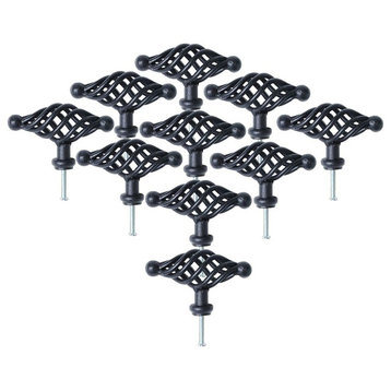Door or Drawer Cabinet Pull Birdcage Black Iron 3 1/2" Pack of 10