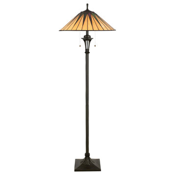 Luxury Craftsman Tiffany Floor Lamp, Vintage Bronze, UQL7121