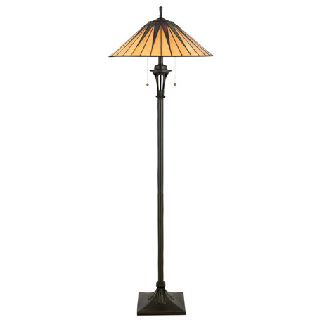 Luxury Craftsman Tiffany Floor Lamp, Vintage Bronze, UQL7121