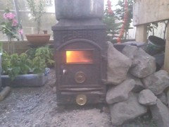 Wood stove in greenhouse...