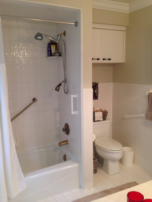 Updating white tile bathrooms