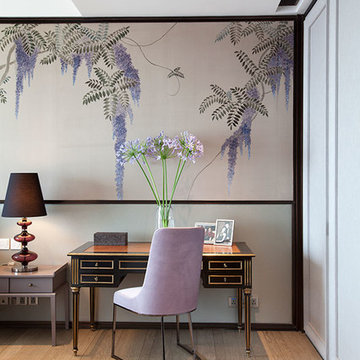 Handprinted Chinoiserie wallpaper in interior design
