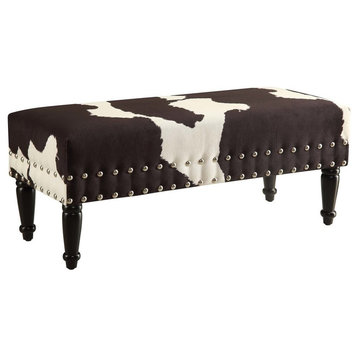 Designs4Comfort Faux Leather Multi-Color Cowhide Bench with Nailheads