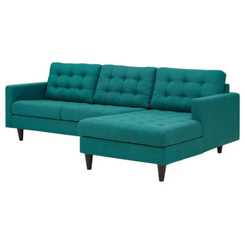 Modern Contemporary Urban Living Sectional Sofa, Aqua Blue