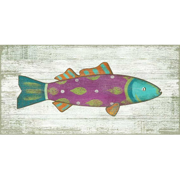 Suzanne Nicoll Funky Fish Pink Wood Panel Sign