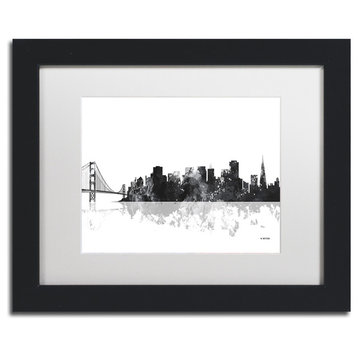 Watson 'San Francisco CA Skyline BG-1' Art, Black Frame, 11"x14", White Matte