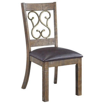 ACME Raphaela Side Chair in Black and Weathered Cherry (Set-2)