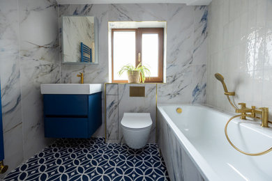 Design ideas for a contemporary bathroom in Manchester.