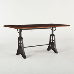 London Live Edge Wood & Cast Iron Counter Table - Dining Tables