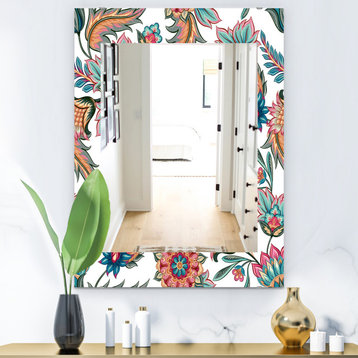 Designart Pink Blossom 48 Traditional Frameless Wall Mirror, 24x32