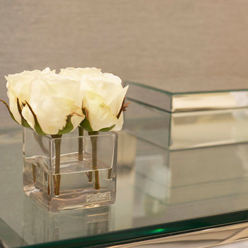 White Rose Buds in Square Vase