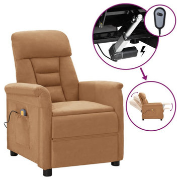 vidaXL Massage Chair Massage Recliner for Elderly Taupe Faux Suede Leather