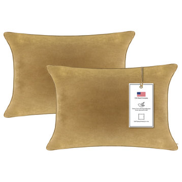 A1HC Soft Velvet Pillow Covers, YKK Zipper, Set of 2, Irish Coffee, 12"x20"