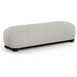Meridian Furniture - Calum Upholstered Bench, Gray, Chenille Fabric, Black Finish - Being a benchwarmer is quite the experience when you're seated on this Calum grey chenille fabric bench. This lovely bench has the bells and whistles your room is looking for, from its posh, comfy seat upholstered in soft chenille fabric to its classic shape. It's plump and cozy enough for snuggling up with a good book yet utilitarian enough to create a handy spot to sit while pulling on boots or shoes. Its solid wood frame adds durability to its midcentury modern design, making it quintessential for multiple spaces.