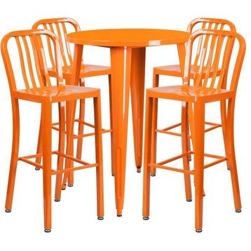 5-Piece 30" Round Metal Bar Set, Orange