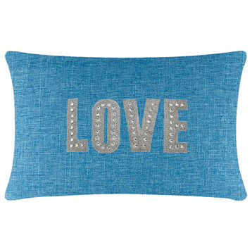 Sparkles Home Love Montaigne Pillow, Aqua, 14x20"