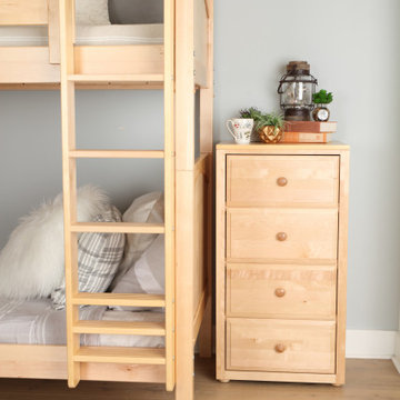 Natural Quad Bunk Bed with Straight Ladder