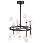 Artcraft Lighting - Melrose AC6623 Chandelier, Bronze - The Melrose collection has a circular rich bronze frame which showcases its sphere shaped opal white glassware which is illuminated by bright LEDs. This model is energy efficient. 18 light chandelier model shown
