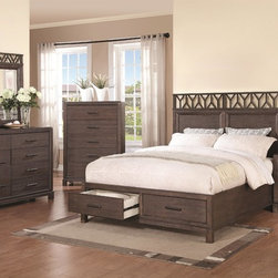 Coaster Grayson Dark Coffee Queen Storage Bed with Detailed Headboard - Panel Beds