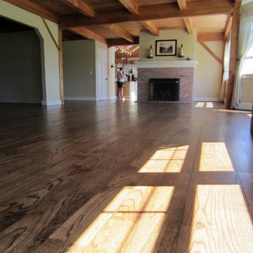 SAGAPONACK FARMHOUSE: WIDE PLANK RED OAK REVIVED - MED BROWN STAIN/TRAFFIC HD