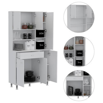 TUHOME Della 90 Kitchen Pantry  Engineered Wood Pantries in  White