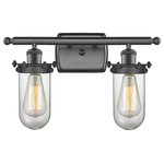 Innovations Lighting - Kingsbury 2-Light LED Bath Fixture, Matte Black, Clear - The Austere makes quite an impact. Its industrial vintage look transports you back in time while still offering a crisp contemporary feel. This sultry collection has a 180 degree adjustable swivel that allows for more depth of lighting when needed.