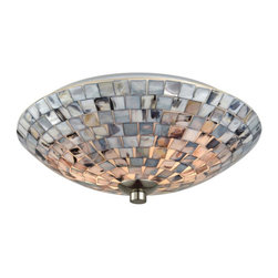 Cappa Shells Flush Mount Light with Satin Nickel Hardware - Flush-mount Ceiling Lighting