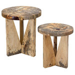 Uttermost - Uttermost Nadette 18 x 21" Nesting Tables Set of 2, Natural - Made From Solid Tamarind Wood, This Set Of Two Nesting Tables Features Strong Angular Lines With Beautiful Spalting In A Natural Finish. Sizes: Sm-16x19x16, Lg-18x22x18