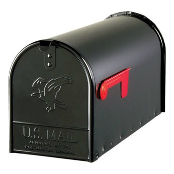 Gibraltar E1600B00 Elite Post Mount Mailbox with Steel Latch, Black, Large