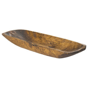* Carved Wooden Dough Bowl Primitive Wood Trencher Tray Rustic Home Decor 14" 