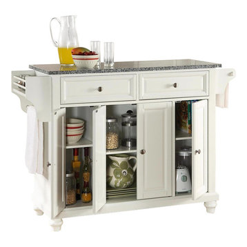 Cambridge Solid Granite Top Kitchen Island, White Finish