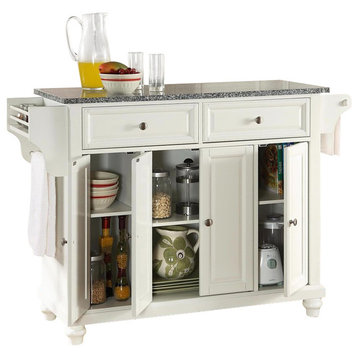 Cambridge Solid Granite Top Kitchen Island, White Finish