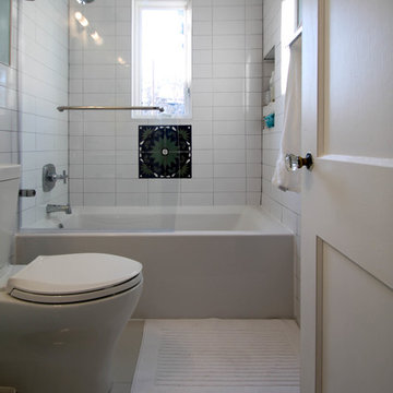 East Denver Minimalist White Bathroom & Kitchen Renovation