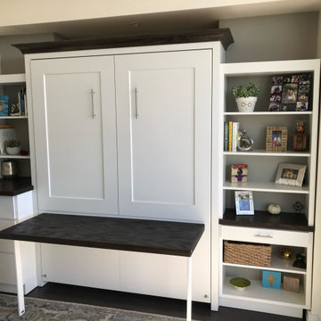 Custom Built Vertical Queen Murphy Bed with Fold-Down Desk & Two Tone Finish