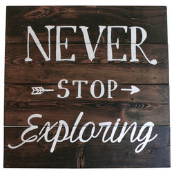 Rustic Novelty Signs “Never Stop Exploring” Reclaimed Wood Sign